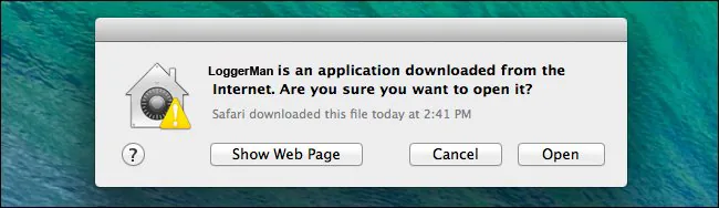 macOS dialog asking to confirm opening LoggerMan